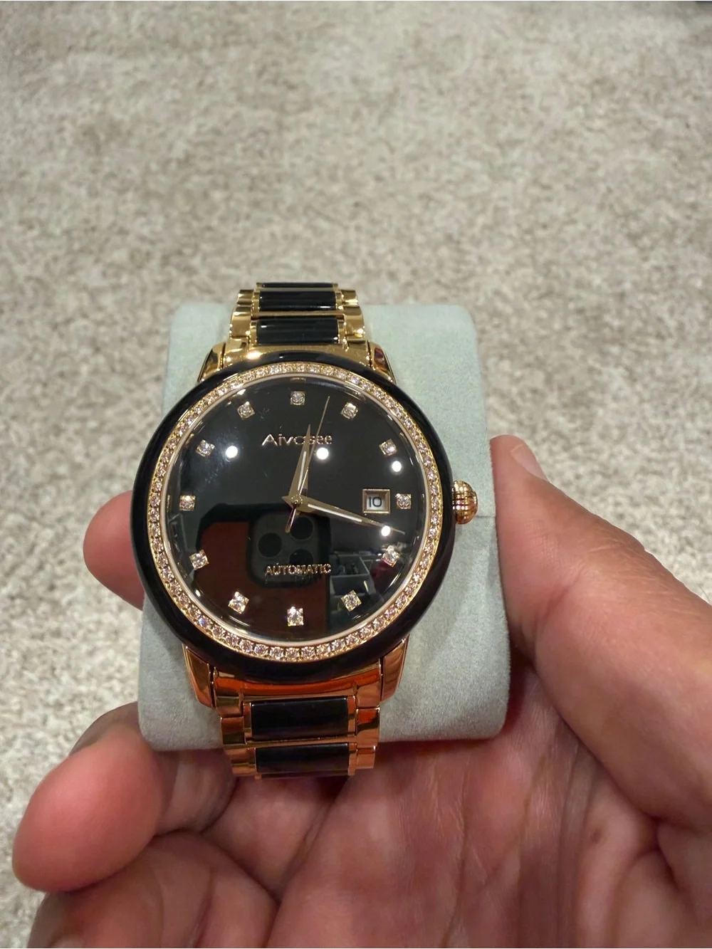 Men's Gold and Black Automatic Dress Watch